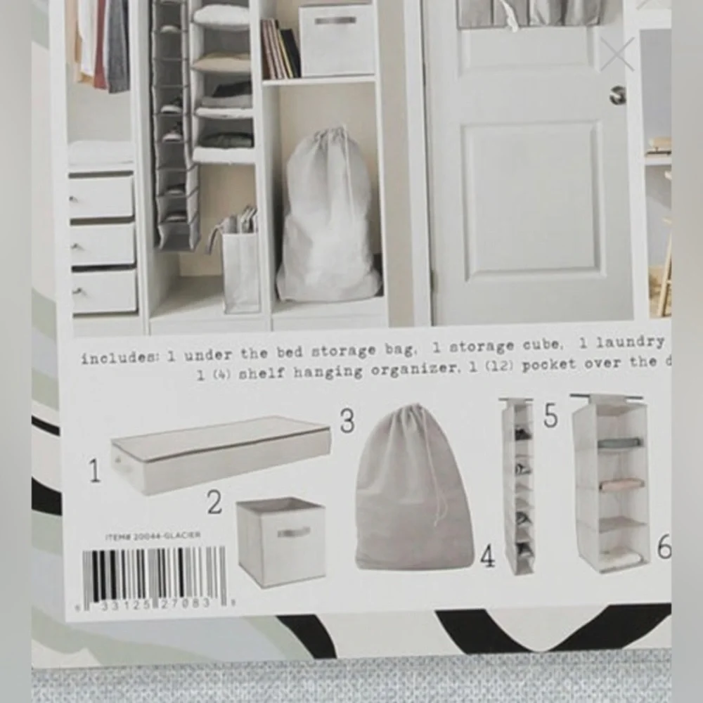 7 Piece‎ gray fabric Dream Closet in a bag organizer Set new
